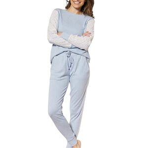 Flora Nikrooz Women's 2 Piece Long Sleeve Lounge Set with Lace